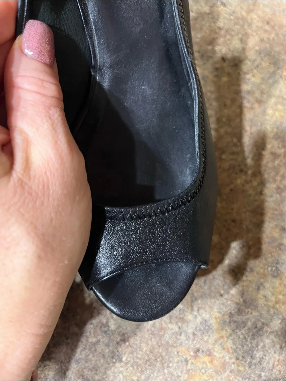 NWOT Cole Haan Nike Air Black Leather Peep Toe Wedges Rare Women’s 6.5
